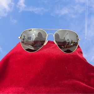 NWT - Aviator Sunglasses Gold Frame and Black Lenses.